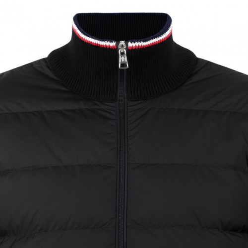 Dark Blue Padded Zip Up Cardigan