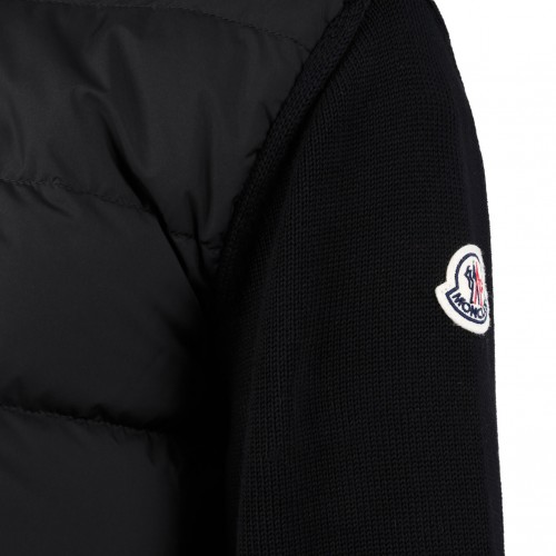 Dark Blue Padded Zip Up Cardigan