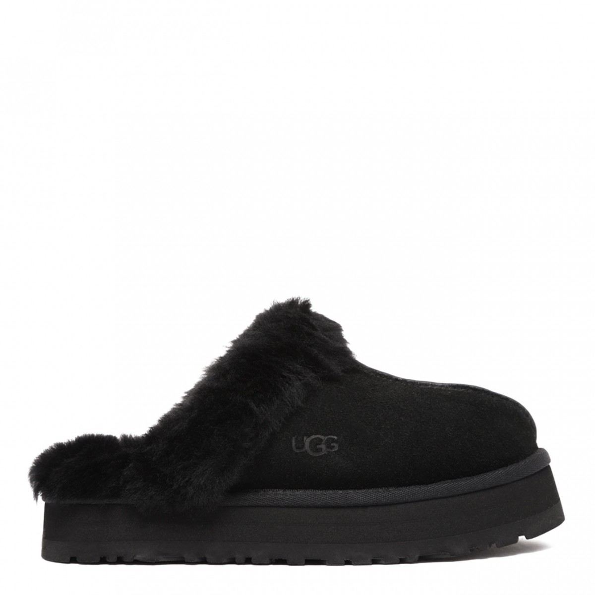 Black Disquette Platform Slippers