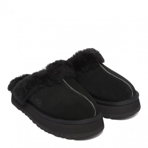 Black Disquette Platform Slippers 2