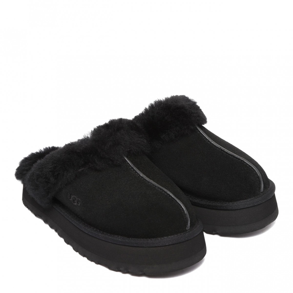 Black Disquette Platform Slippers
