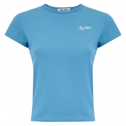 Light Blue Logo Embroidered T-Shirt