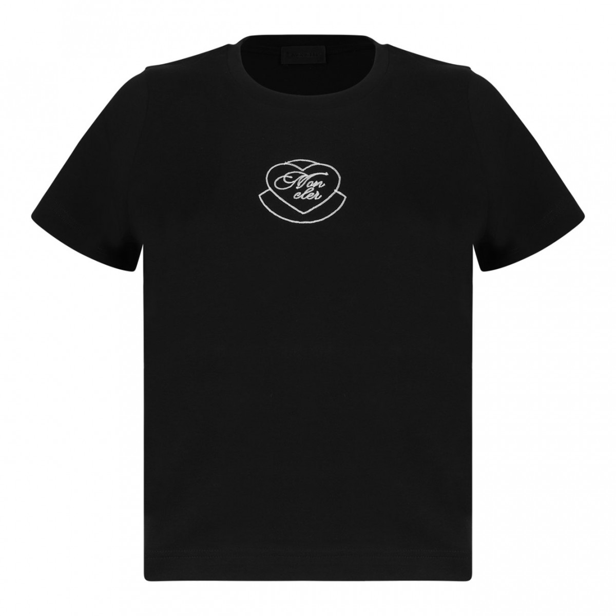 Black Embroidered Heart Logo T-Shirt