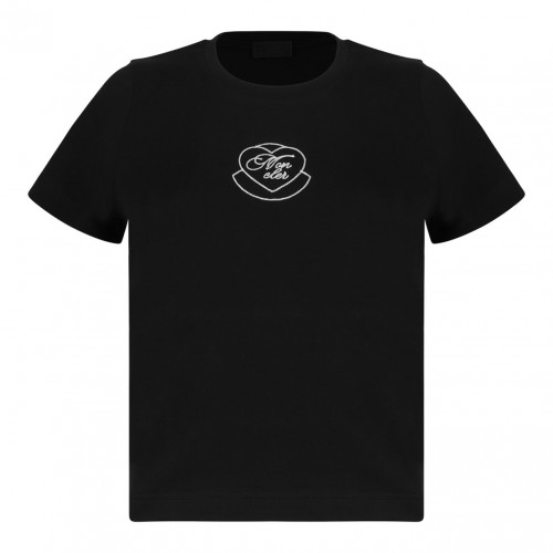 Black Embroidered Heart Logo T-Shirt