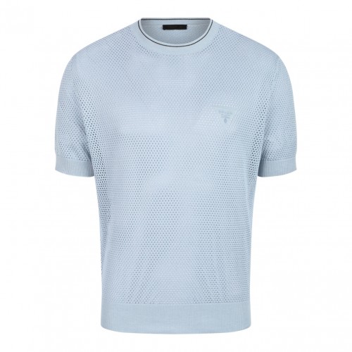 Light Blue Perforated Design T-Shirt