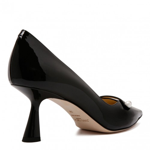 Black Rosalia 65 Patent Pointed Pumps with Pearl Detail