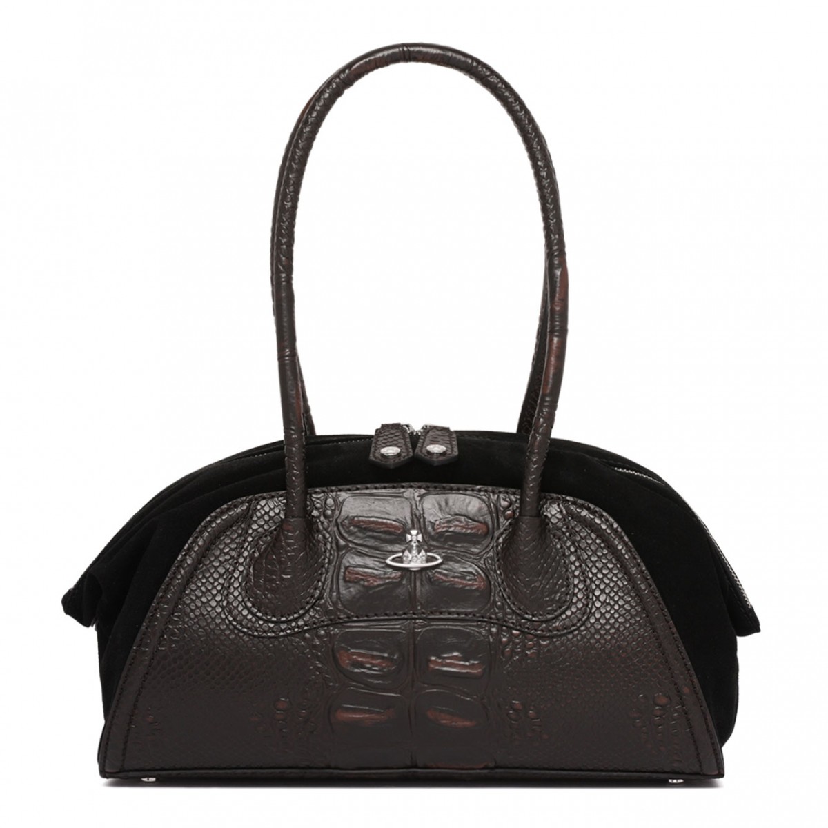 Black and Brown Leather Top Handle Bag