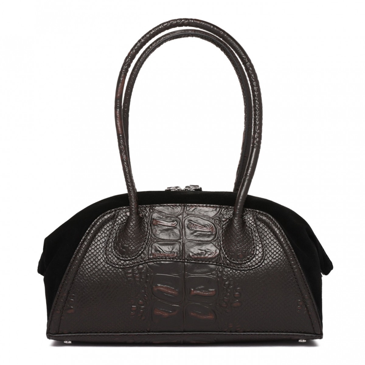 Black and Brown Leather Top Handle Bag