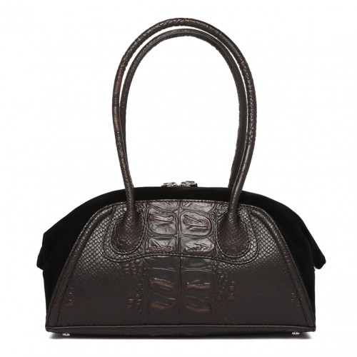 Black and Brown Leather Top Handle Bag