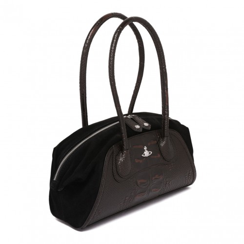 Black and Brown Leather Top Handle Bag