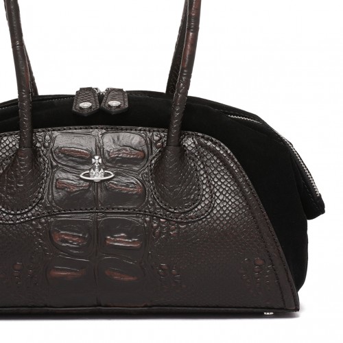 Black and Brown Leather Top Handle Bag