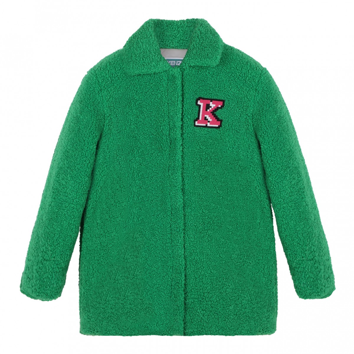 Lime Green Logo Embroidered Fleece Coat
