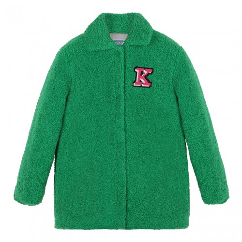 Lime Green Logo Embroidered Fleece Coat