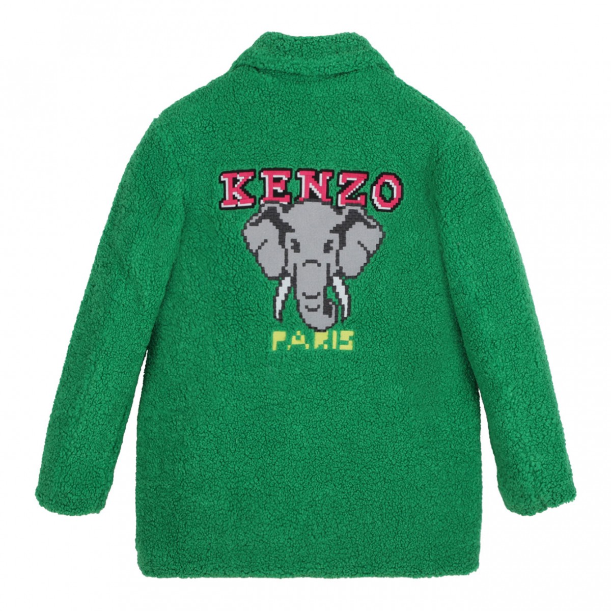 Lime Green Logo Embroidered Fleece Coat