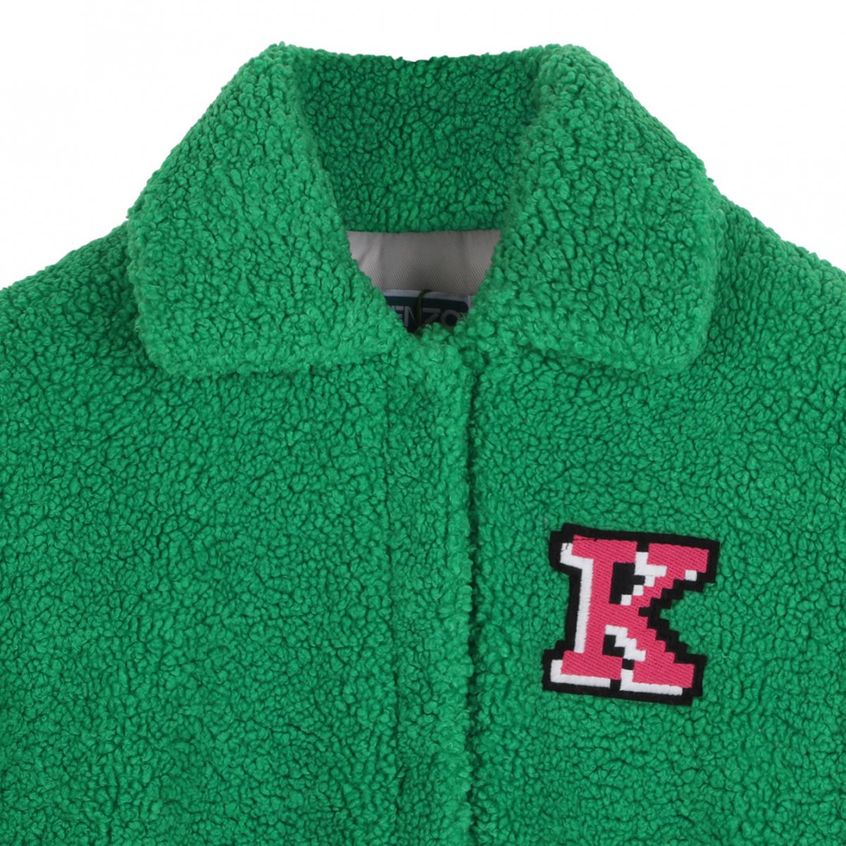 Lime Green Logo Embroidered Fleece Coat
