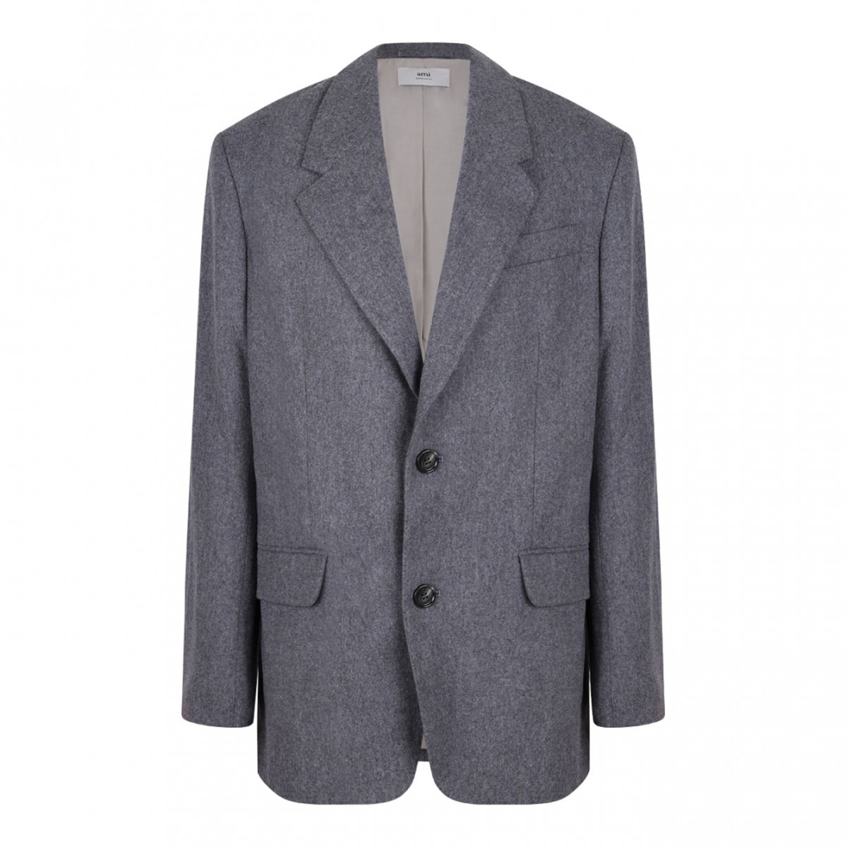 Grey Single Breasted Wool Jacket
