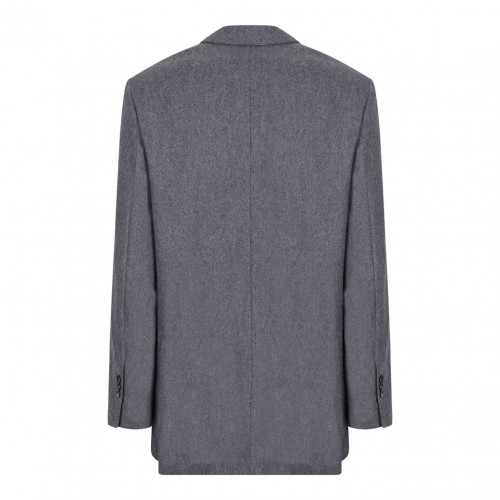 Grey Single Breasted Wool Jacket