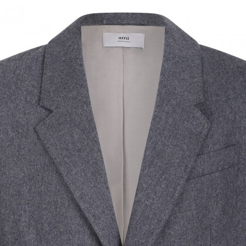Grey Single Breasted Wool Jacket
