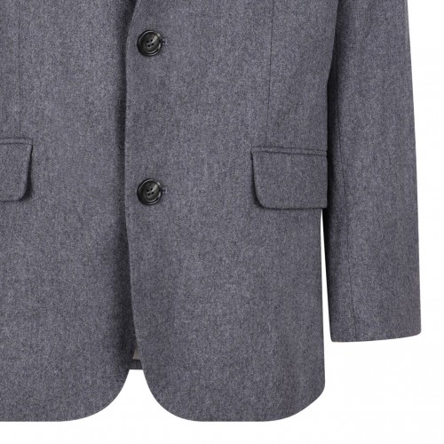 Grey Single Breasted Wool Jacket