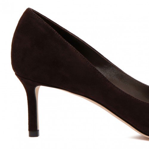 Romy 85 Coffee Tonal Suede Pumps