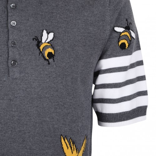 Medium Grey Bird and Bees Polo Shirt