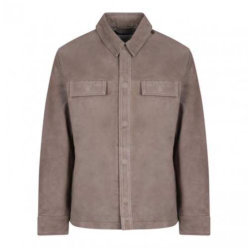 Taupe Flap Pocket Suede Jacket