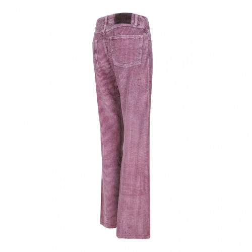 Rose Pink Corduroy Flared Trousers