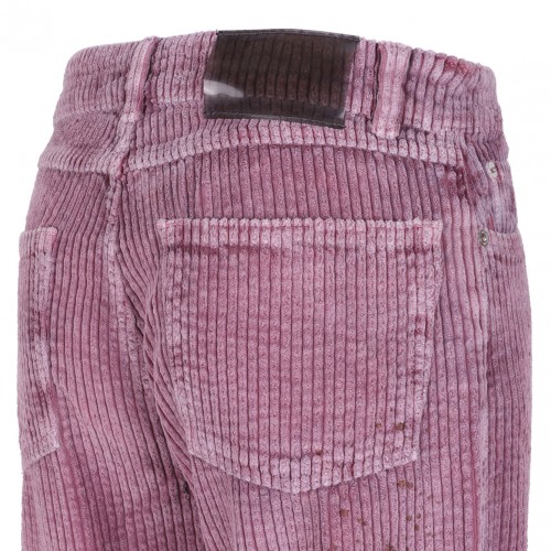 Rose Pink Corduroy Flared Trousers