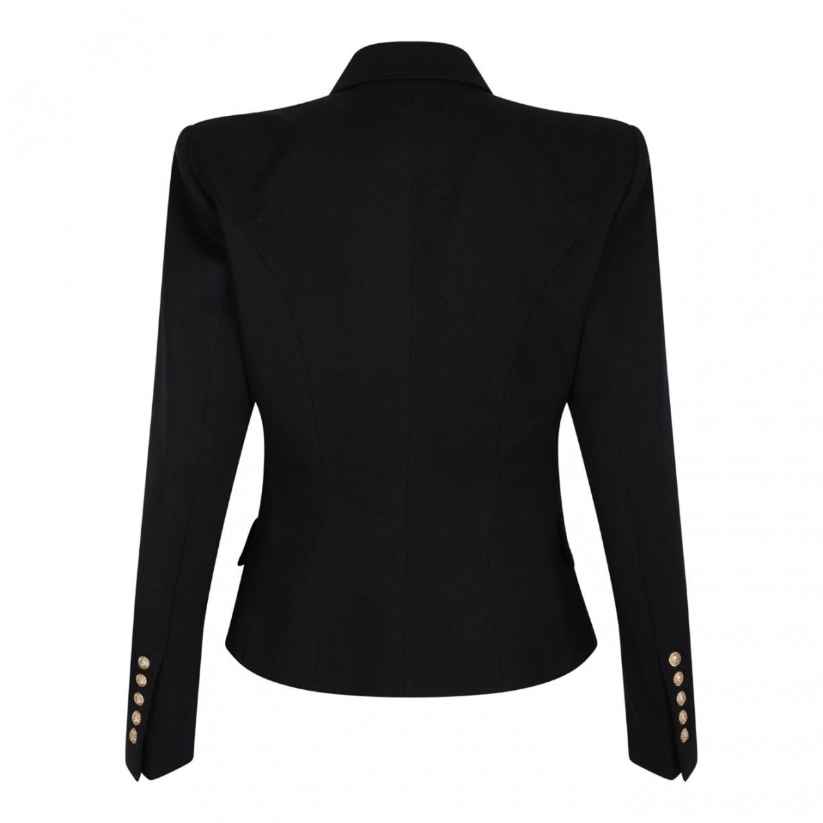 Black Fitted Wool 6-Button Jacket