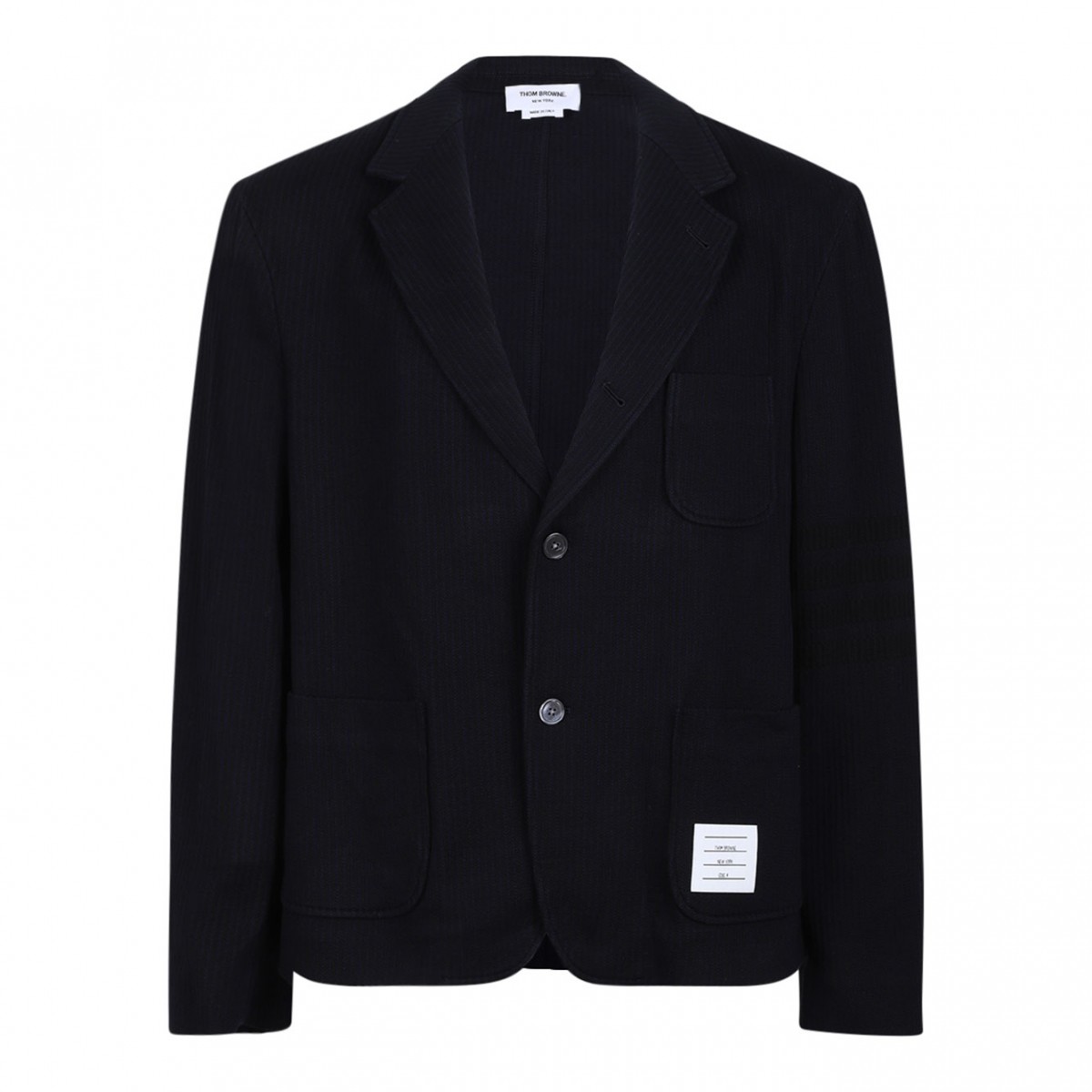 Navy Blue 4-Bar Seersucker Blazer