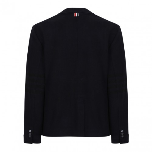 Navy Blue 4-Bar Seersucker Blazer 2