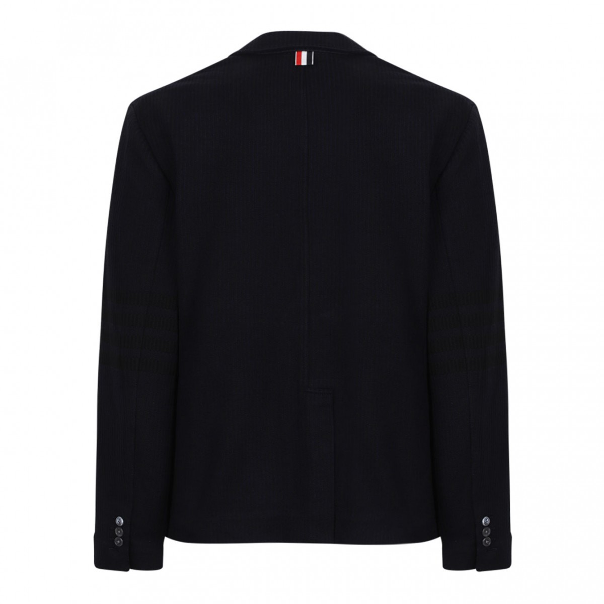 Navy Blue 4-Bar Seersucker Blazer