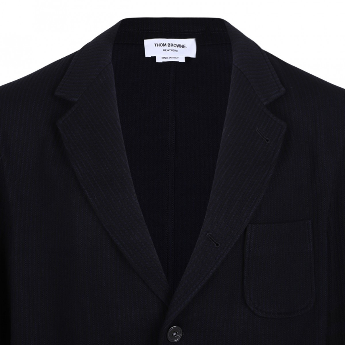Navy Blue 4-Bar Seersucker Blazer