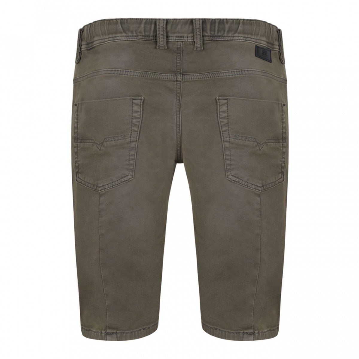 Khaki Green Drawstring Waist Denim Shorts