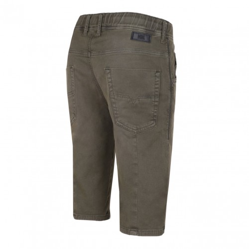 Khaki Green Drawstring Waist Denim Shorts