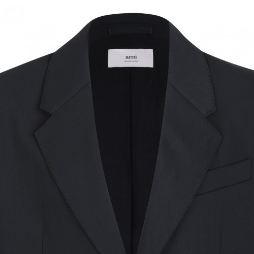 Black Single Breasted Wool Jacket