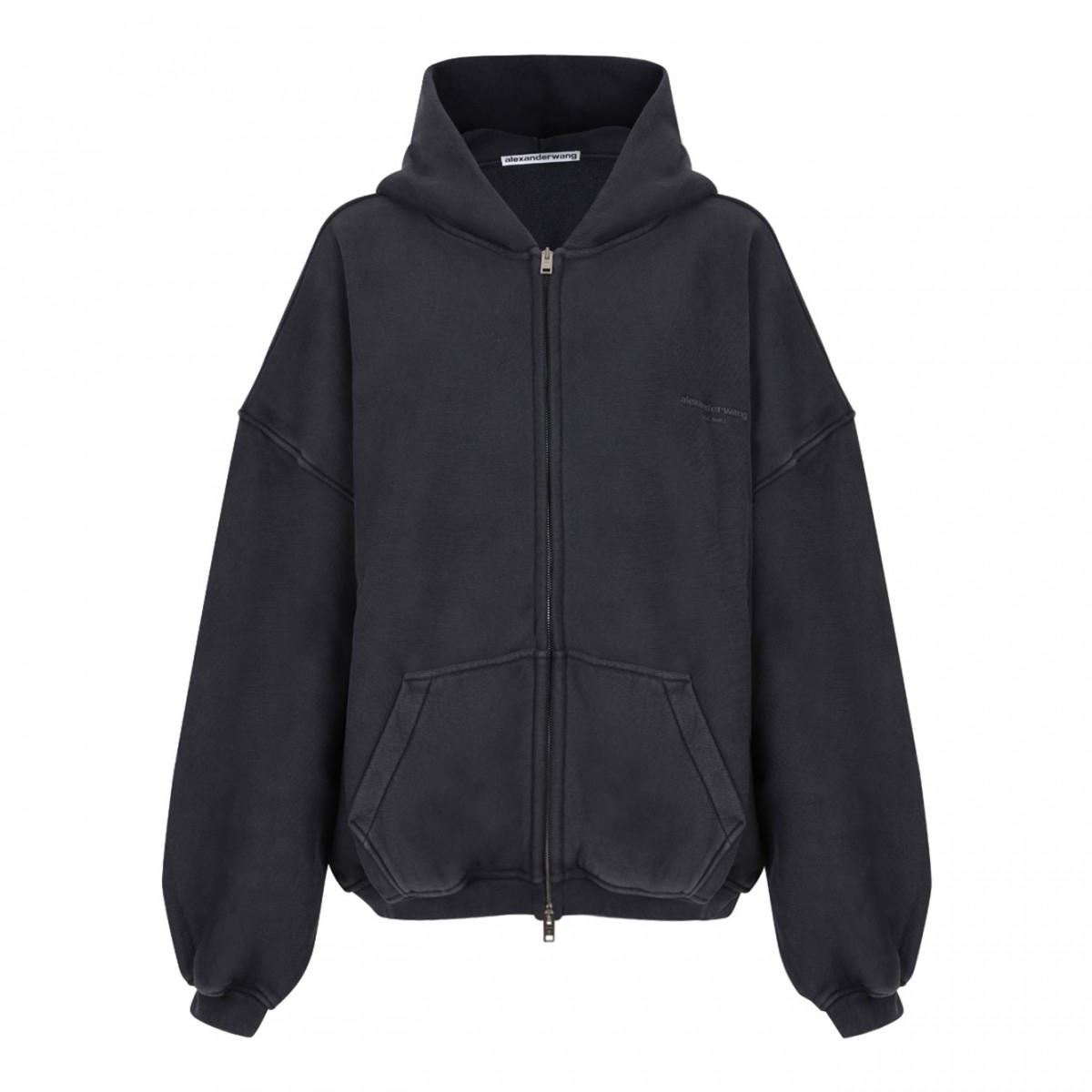 Washed Black Logo Print Hoodie