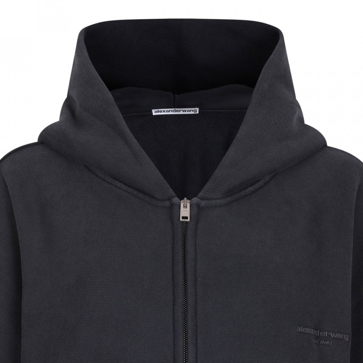 Washed Black Logo Print Hoodie