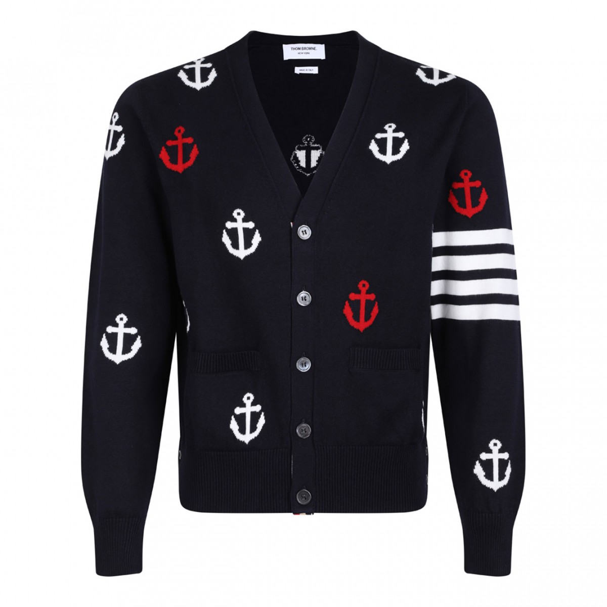 Navy Blue 4-Bar Anchor Cardigan