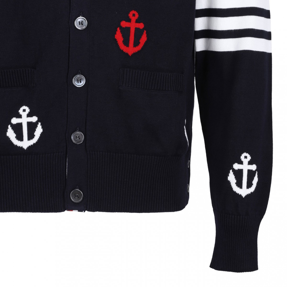 Navy Blue 4-Bar Anchor Cardigan