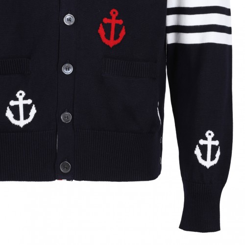 Navy Blue 4-Bar Anchor Cardigan
