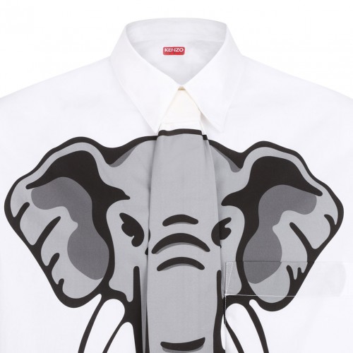 White Elephant Print Shirt