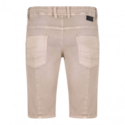 Beige Drawstring Waist Denim Shorts 2