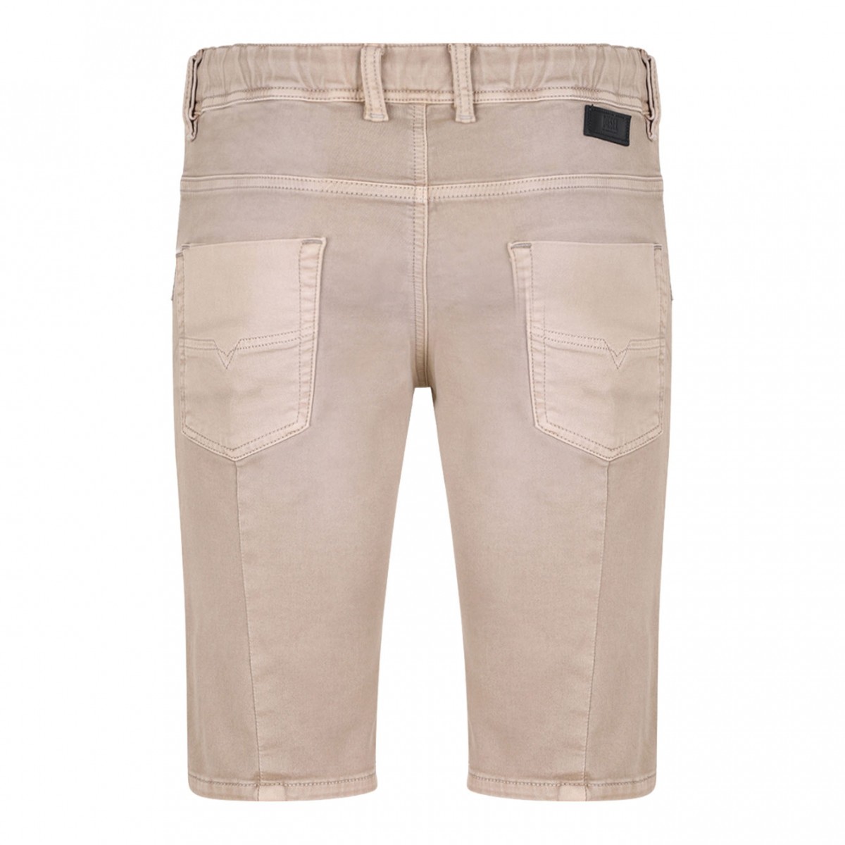 Beige Drawstring Waist Denim Shorts