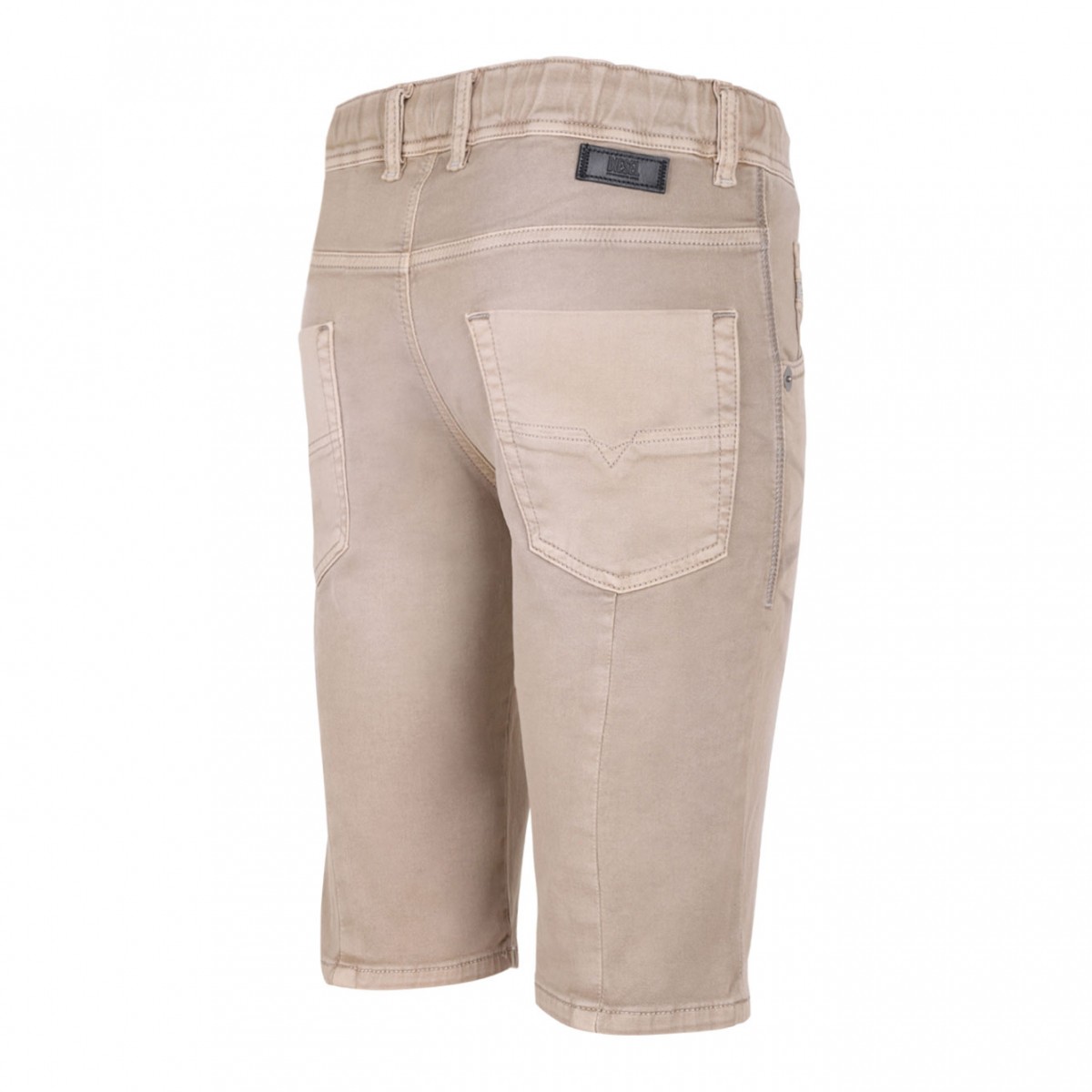 Beige Drawstring Waist Denim Shorts