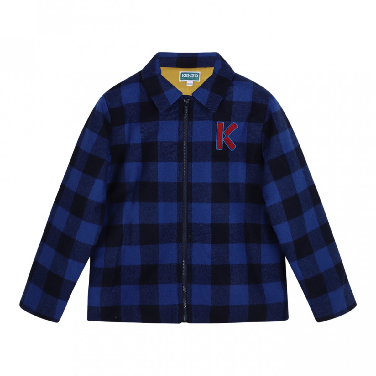 Navy Blue Checked Wool Jacket