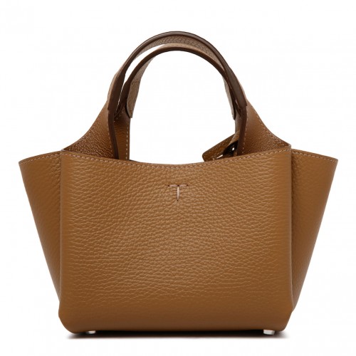 Light Brown Bag in Leather Micro