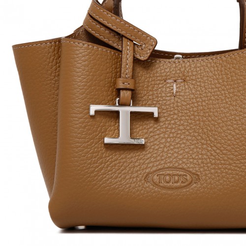 Light Brown Bag in Leather Micro