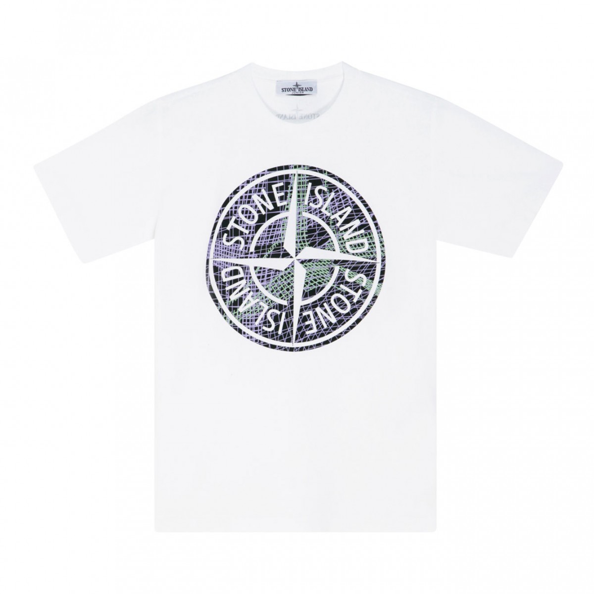 White Cotton Compass Print T-Shirt