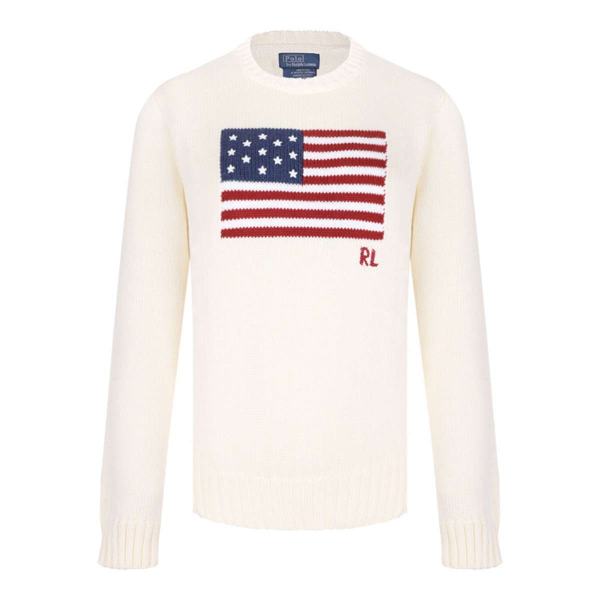Cream White Flag-Intarsia Jumper